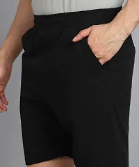 Stylish Black Polyester Solid Shorts For Men-thumb3