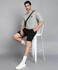 Stylish Black Polyester Solid Shorts For Men-thumb1