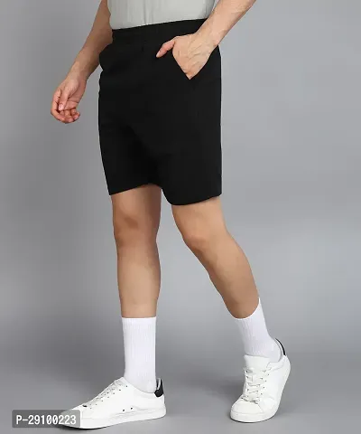 Stylish Black Polyester Solid Shorts For Men-thumb3