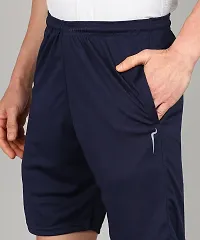 Stylish Navy Blue Polyester Solid Shorts For Men-thumb4