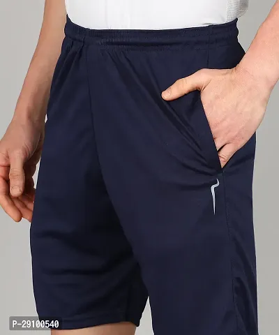 Stylish Navy Blue Polyester Solid Shorts For Men-thumb5