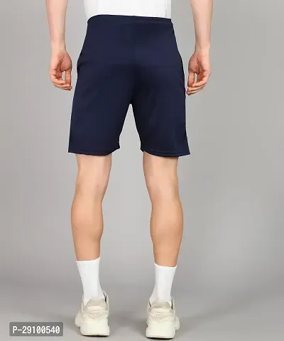 Stylish Navy Blue Polyester Solid Shorts For Men-thumb2