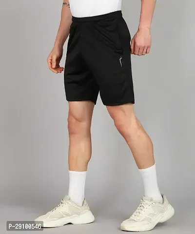 Stylish Black Polyester Solid Shorts For Men-thumb2