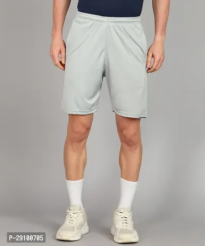 Stylish Grey Polyester Solid Shorts For Men