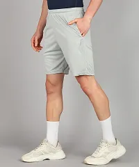 Stylish Grey Polyester Solid Shorts For Men-thumb3