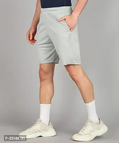 Stylish Grey Polyester Solid Shorts For Men-thumb4