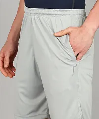 Stylish Grey Polyester Solid Shorts For Men-thumb4