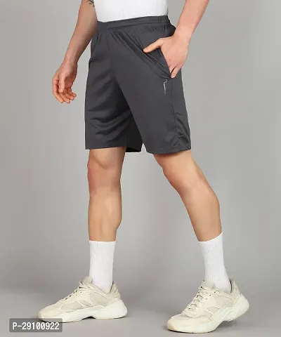 Stylish Black  Polyester Solid Shorts For Men-thumb2