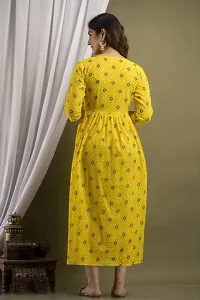 Beautiful Yellow Rayon Printed Flared Kurta For Women-thumb1