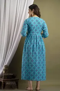 Beautiful Blue Rayon Printed Flared Kurta For Women-thumb1