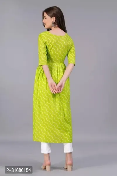 Beautiful Green Rayon Printed A-Line Kurta For Women-thumb2