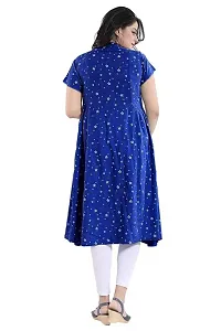 Beautiful Blue Rayon Printed Flared Kurta For Women-thumb1