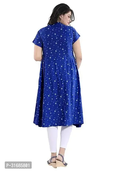 Beautiful Blue Rayon Printed Flared Kurta For Women-thumb2