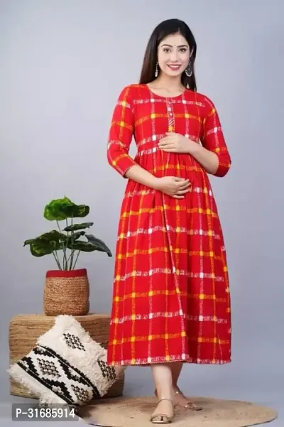 Beautiful Red Rayon Printed Anarkali Kurta For Women-thumb0