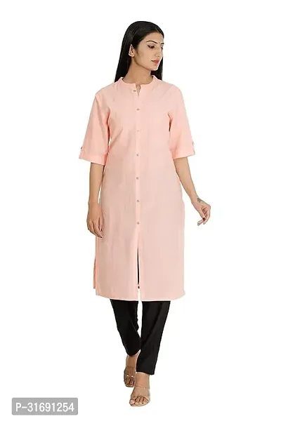 Stylish Pink Rayon Solid Stitched Kurta For Women-thumb0