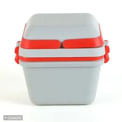 Useful Airtight Plastic Lunch Box Set - 3 Compartment Tiffin with Handle-thumb0