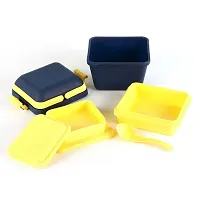 Useful Airtight Plastic Lunch Box Set - 3 Compartment Tiffin with Handle-thumb1