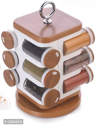 Useful Multipurpose 360 Degree Rotating Container Spice Rack with 12 Pieces Jars-thumb0