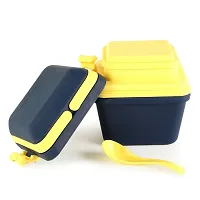 Useful Airtight Plastic Lunch Box Set - 3 Compartment Tiffin with Handle-thumb2