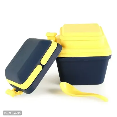 Useful Airtight Plastic Lunch Box Set - 3 Compartment Tiffin with Handle-thumb3