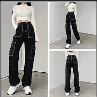 Women Baggy Wide Leg Cargo 6 Pocket Boyfriend Jeans-thumb2
