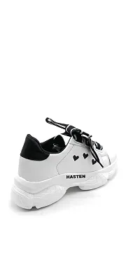 Stylish White Synthetic Leather Self Design Sneakers For Women And Girls-thumb2