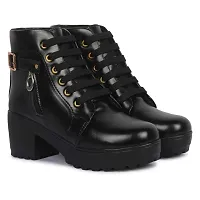 Unique boot with Zipper Leather Material trendy winter Boot For Women And Girls-thumb1