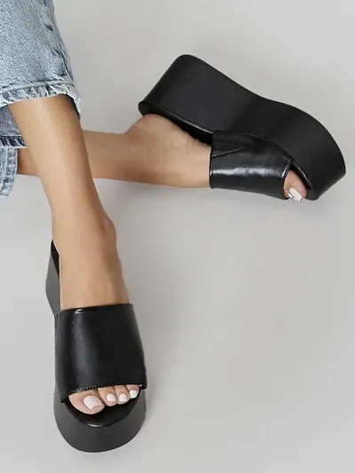 Women Girls Fashionable Solid Platform Heels