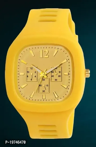 Trending Square Yellow Chrono Design Sports watch For Boys