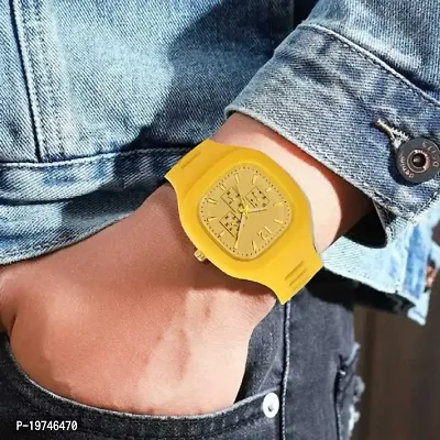 Trending Square Yellow Chrono Design Sports watch For Boys-thumb2