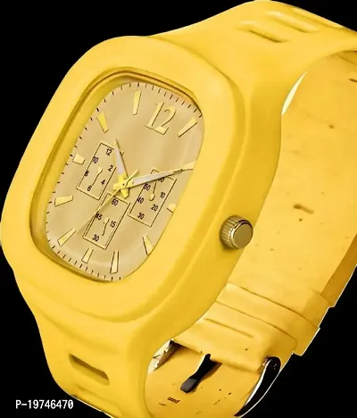 Trending Square Yellow Chrono Design Sports watch For Boys-thumb3