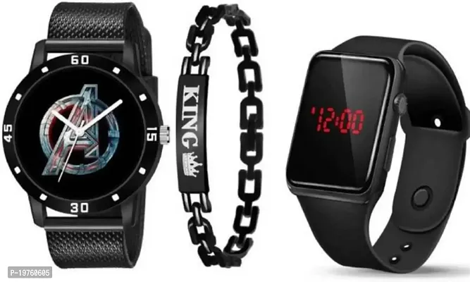 Trending Combo AnalogDigital King Bracelet For Gifting Brother Gift Watch For BoysGirls