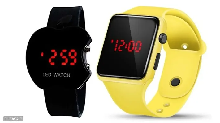 Combo Trending Apple LED Square LED Yellow Digital  Watch For Boys