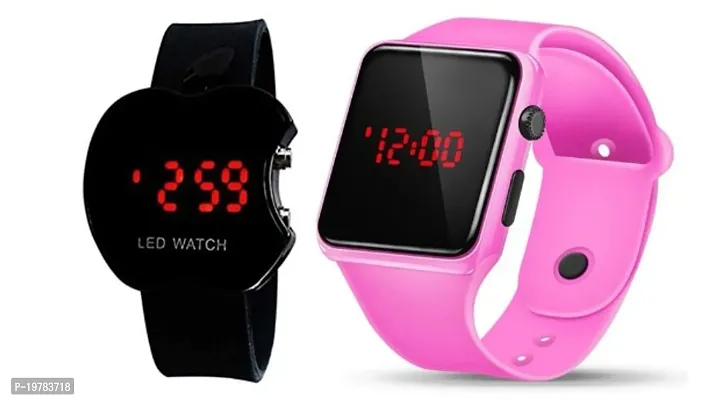 Combo Trending Apple LED Square LED Pink Digital  Watch For Boys