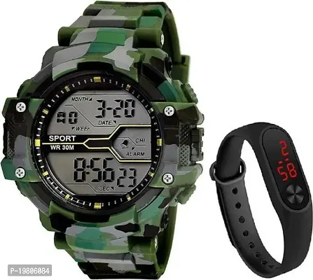 VY VY-120-40 Green Chronograph Army Digital With LED Black Band Digital Watch - For Men