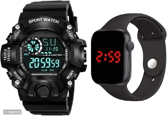 Black Digital Army Sports Multi Functionnal Watch With Black Band Digital Watch - For Boys