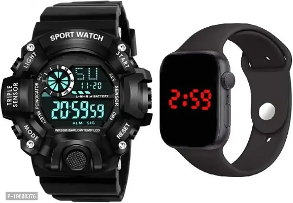 Black Digital Army Sports Multi Functionnal Watch With Black Band Digital Watch - For Boys-thumb0