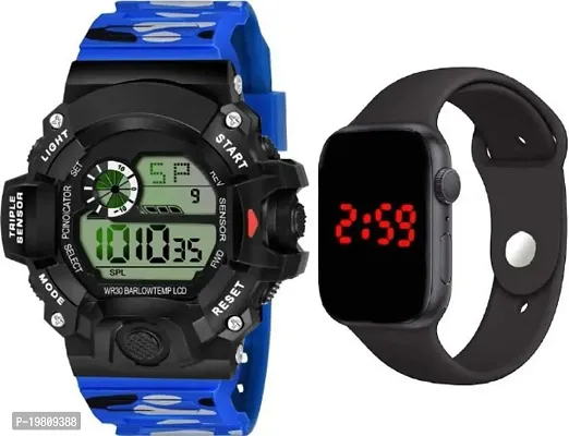 Blue Digital Army Sports Multi Functional Watch With Black Led bAND Digital Watch - For Boys