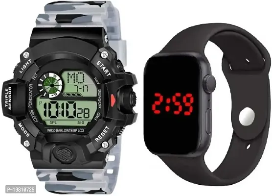 Grey Digital Army Sports Multi Functionnal Watch With Black Band Digital Watch - For Boys