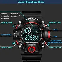 Red Digital Army Sports Multi Functional Watch With Black Band Digital Watch - For Boys-thumb3