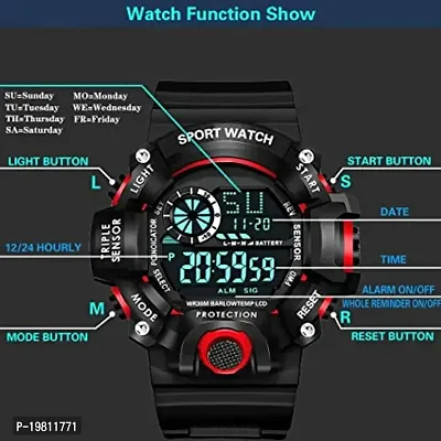 Red Digital Army Sports Multi Functional Watch With Black Band Digital Watch - For Boys-thumb4