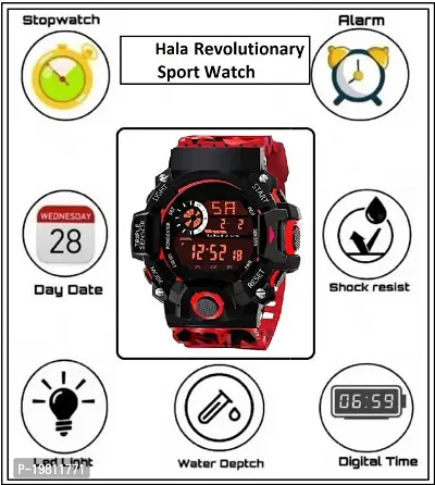 Red Digital Army Sports Multi Functional Watch With Black Band Digital Watch - For Boys-thumb5