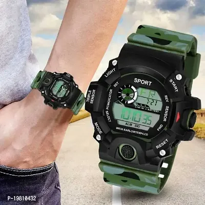 Green Digital Army Sports Multi Functionnal Watch With Black Band Digital Watch - For Boys-thumb2