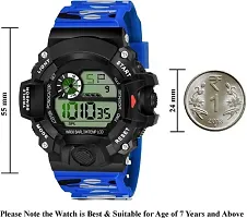 Blue Digital Army Sports Multi Functional Watch With Black Led bAND Digital Watch - For Boys-thumb1