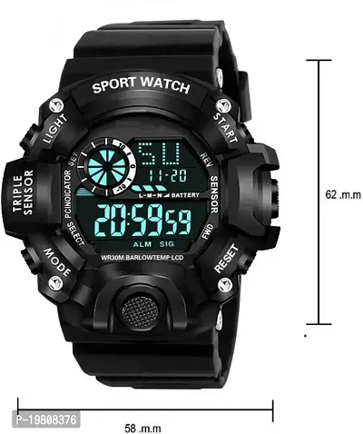 Black Digital Army Sports Multi Functionnal Watch With Black Band Digital Watch - For Boys-thumb4