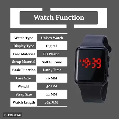 Black Digital Army Sports Multi Functionnal Watch With Black Band Digital Watch - For Boys-thumb3