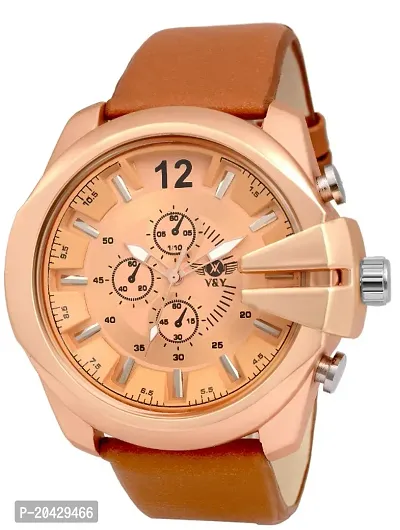 VY Unique Copper  Attaractive Dial with Brown Leather Strap Analog Watch - For Men