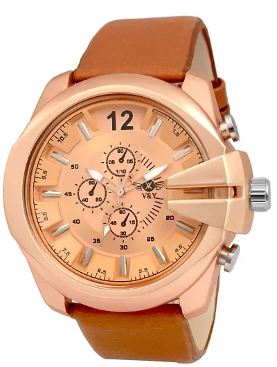 VY Unique Attaractive Dial with Leather Strap Analog Watch - For Men