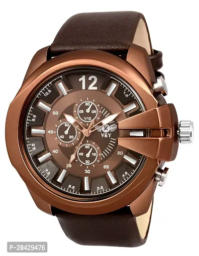 VY Unique Brown  Attaractive Dial with Choco Leather Strap Analog Watch - For Men