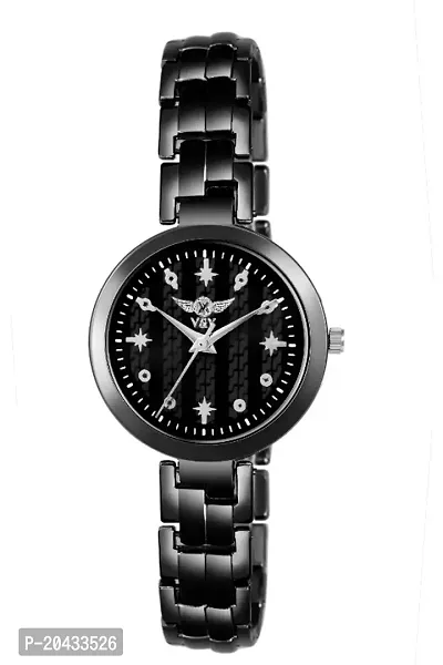 VY VY 4 STAR UNIQUE STYLISH BLACK DIAL WITH FANCY STAINLEES STEEL THIN STRAP Analog Watch - For Girls